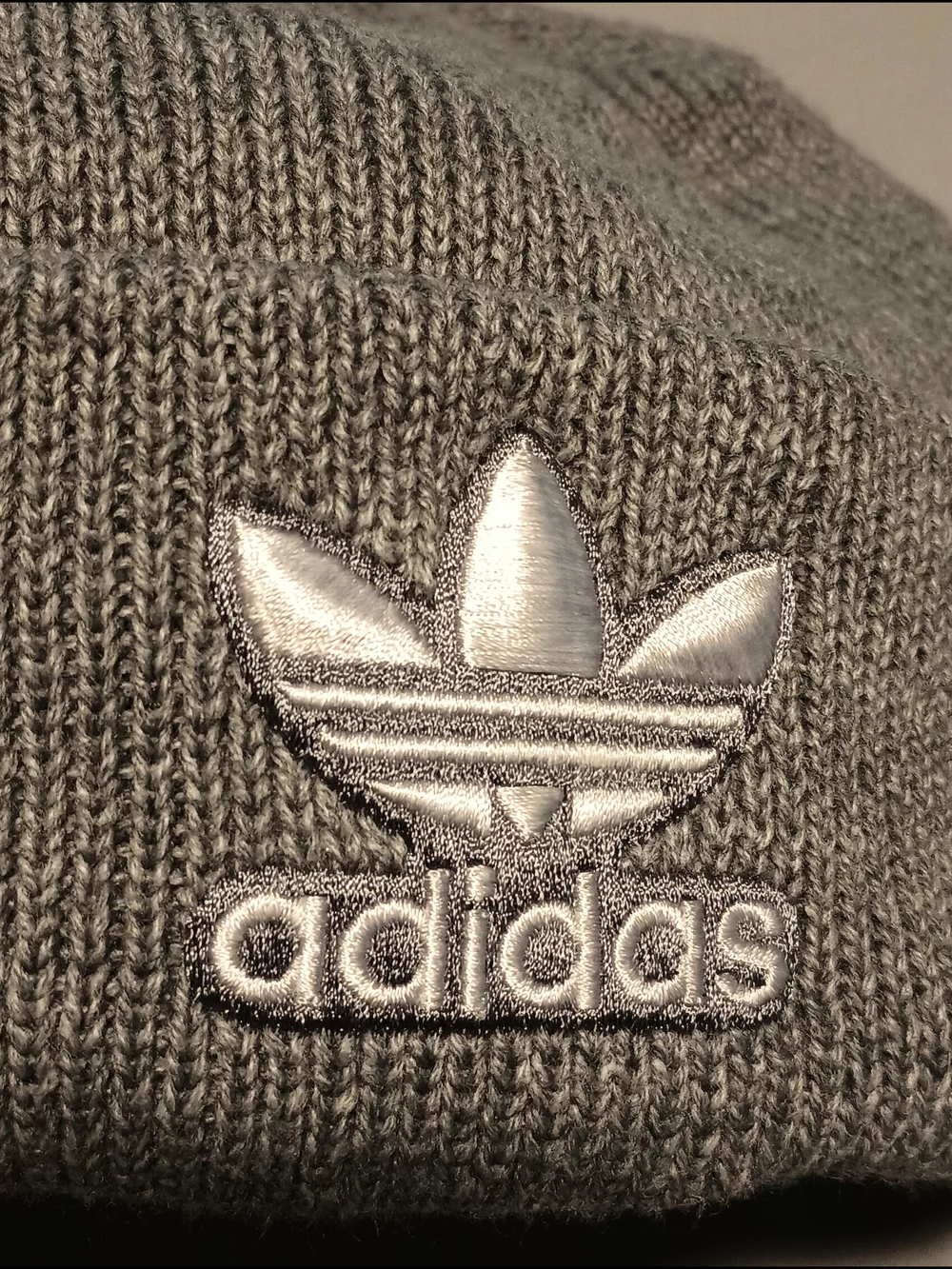 Adidas Originals Women's Trefoil Heather Gray/White Knit Beanie